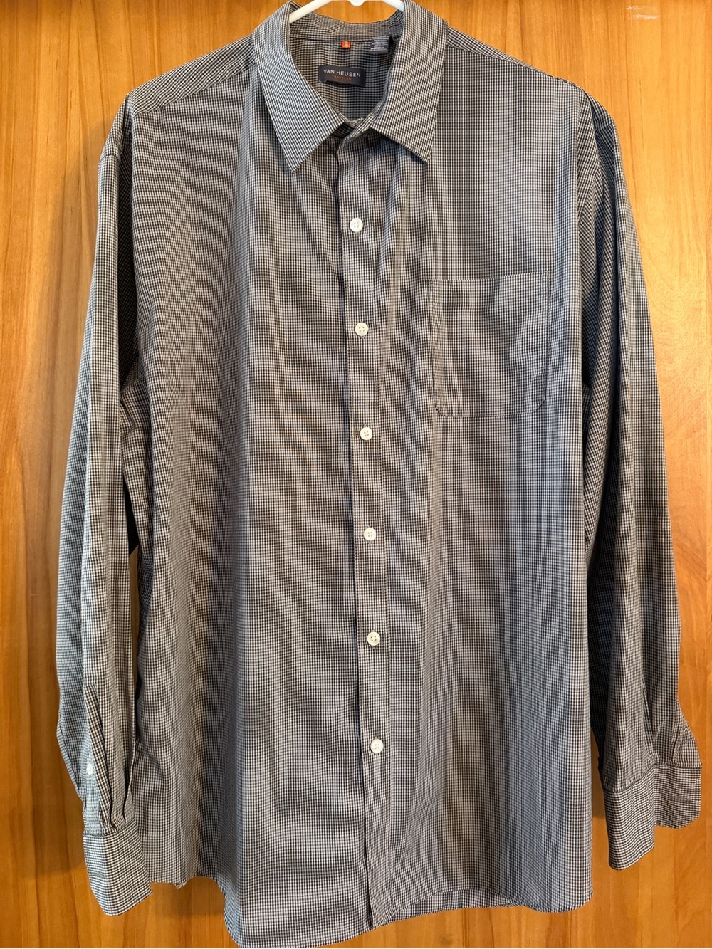 Van Heusen Men's Black and Tan Micro-Check Dress Shirt